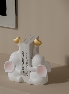 高级感大象书挡摆件创意书架软装现代简约新居客厅酒柜书房装饰品