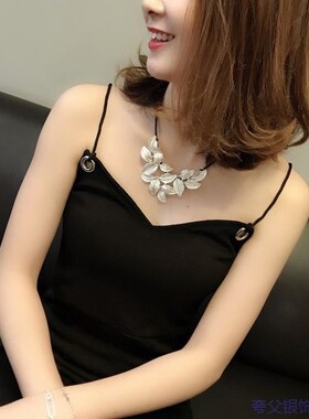 女款气质叶子镀银锁骨项链吊坠个性文艺挂坠项坠民族风气质颈饰品