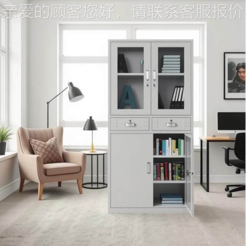 办公室文件柜BW02存钢制带铁皮柜二件斗抽屉文档案资料财务收纳储 - 图2