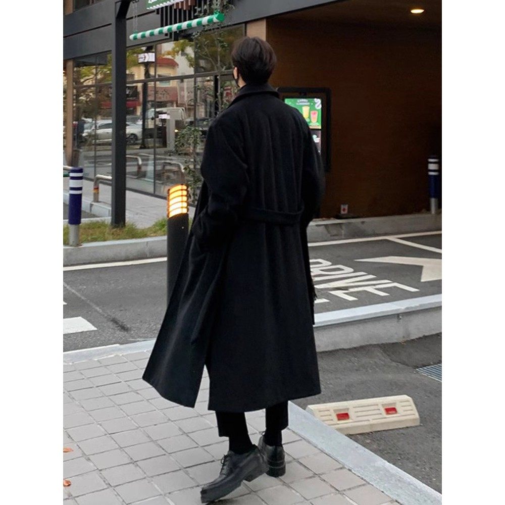 冬季新款顺毛呢子大衣男长款过膝韩版宽松帅气毛呢外套男英伦风衣,淘宝优惠券,粉丝福利购,淘宝优惠卷