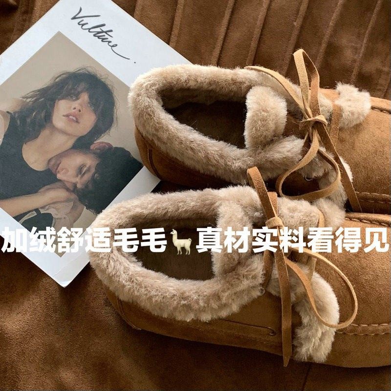 麂皮小调~复古绒面老钱风！INS通勤豆豆鞋美式复古味棉鞋雪地靴女,淘宝优惠券,粉丝福利购,淘宝优惠卷
