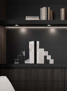 磨砂水晶书挡样板房创意摆件客厅酒柜家N居装饰办公室书房书靠