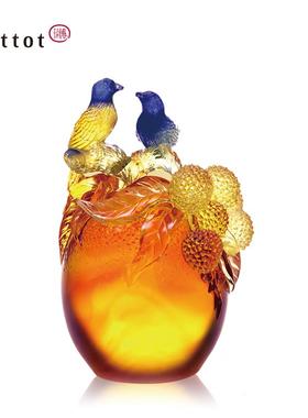 tittot琉园中式琉璃工艺品客厅摆件 圆满高升 送领导朋友结婚礼物