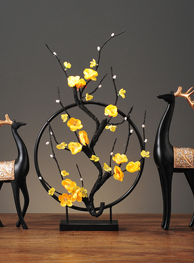 现代简约客厅电视柜酒柜鹿摆件招财家居美式酒柜玄关工艺品装饰品