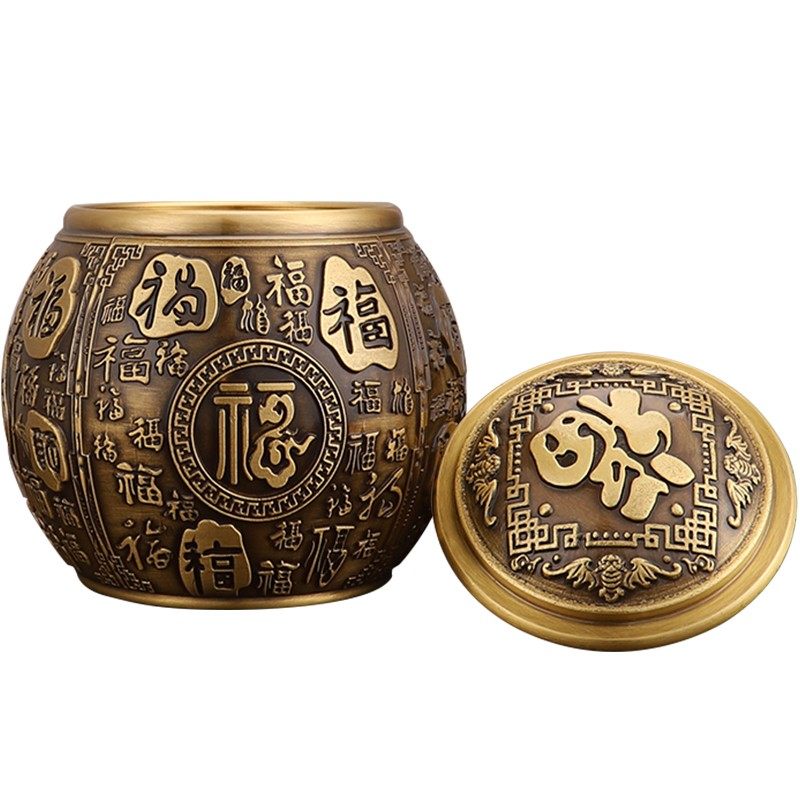 黄铜米缸带盖聚宝盆家居客厅复古摆件办公室店铺招财聚财纯铜摆件,淘宝优惠券,粉丝福利购,淘宝优惠卷