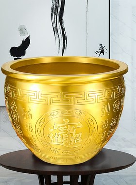 超大号百福缸黄铜米缸八宝缸铜缸水缸客厅装饰送礼桌面中式摆件