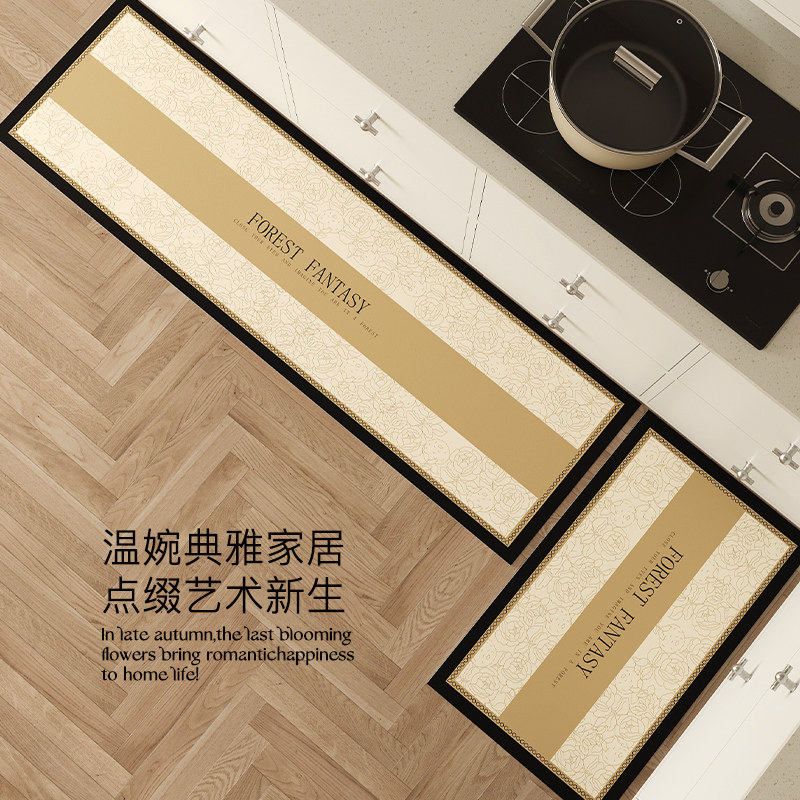 Kitchen floor mats waterproof, anti-slip and anti-oil floor mats, household waterproof and anti-dirty wipeable no-wash mats, entrance door carpets