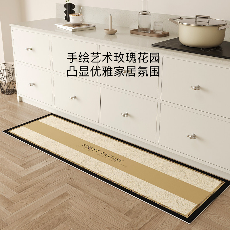 Kitchen floor mats waterproof, anti-slip and anti-oil floor mats, household waterproof and anti-dirty wipeable no-wash mats, entrance door carpets