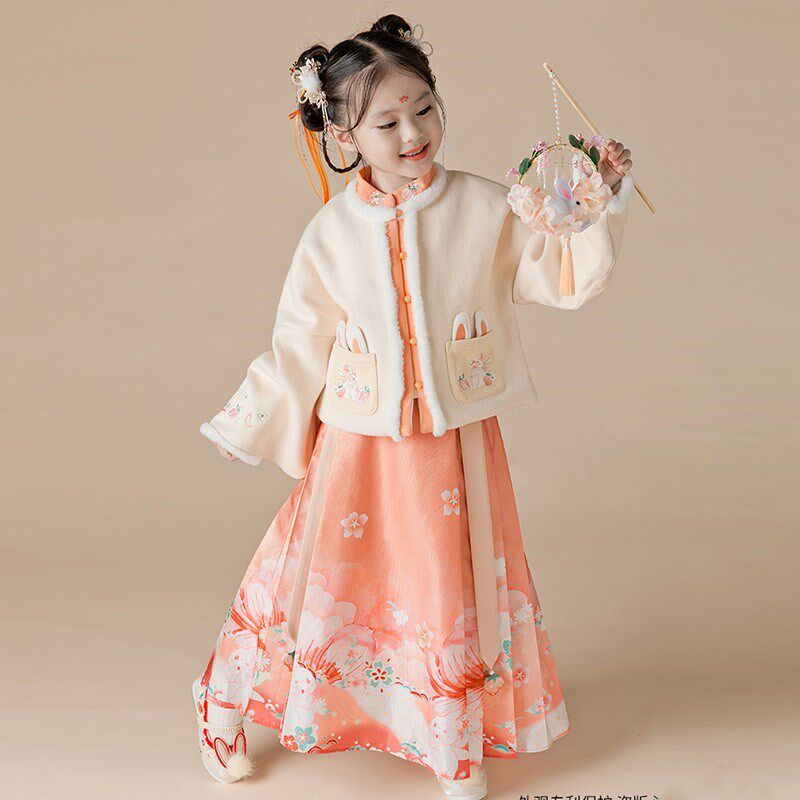 《草莓兔兔》汉服女童冬装宝宝中国风加厚明制古装小女孩古风唐装,淘宝优惠券,粉丝福利购,淘宝优惠卷