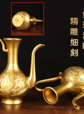 铜龙凤酒壶摆件 铜牡丹酒壶摆件 铜酒壶摆件 铜龙凤杯摆件