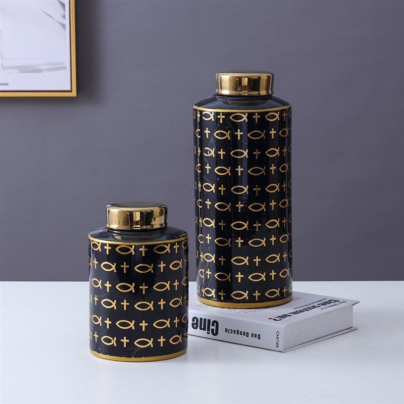 北欧陶瓷罐两件套软装家居摆件玄关电视柜摆饰客厅储物罐陶瓷花瓶,淘宝优惠券,粉丝福利购,淘宝优惠卷