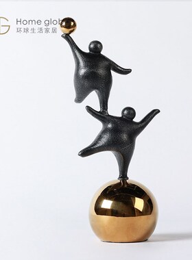 软装设计样板房人物抽象雕塑客y厅办公室玄关桌面现代简约装饰摆