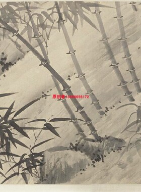 明夏昶湘江风雨图卷名家水墨竹子山水国画高清微喷复制装饰画临摹