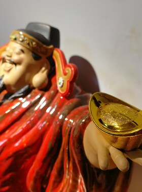 陶瓷文财神手工创意摆件店铺公司收银柜台招财进宝佛像装饰品财神