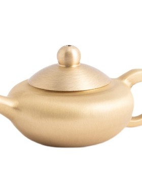 黄铜小茶壶创意模型桌面摆件中式迷你茶壶手把件书房复古小玩意