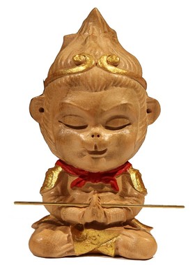 【静思】桃木彩绘卡通孙悟空摆件家居饰品创意小摆件桌面摆件镇宅