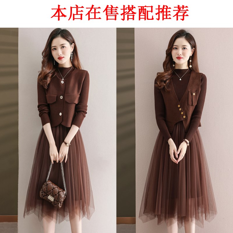 加厚毛衣裙女秋冬季2024年新款气质针织内搭长款配大衣打底连衣裙 - 图2