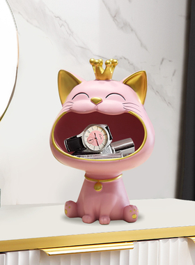 招财猫咪钥匙收纳摆件家居饰品客厅玄关装饰轻奢创意入户门口鞋柜