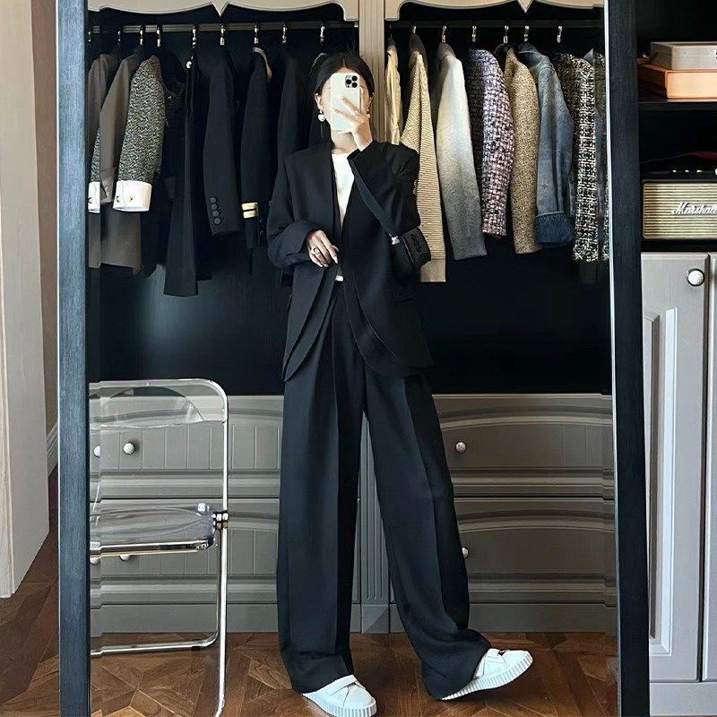 休闲时尚洋气高级感气质女神范通勤西装外套阔腿裤两件套装女春季,淘宝优惠券,粉丝福利购,淘宝优惠卷