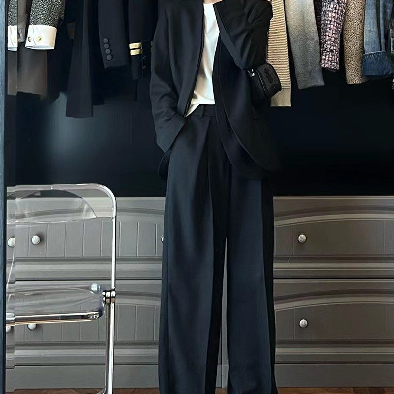 休闲时尚洋气高级感气质女神范通勤西装外套阔腿裤两件套装女春季,淘宝优惠券,粉丝福利购,淘宝优惠卷