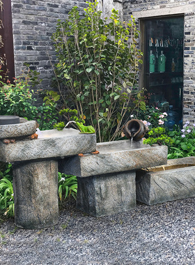 石磨循环流水摆件鱼池落地客厅招财户外装饰办公室花园庭院造景观