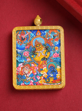新款绿度母唐卡扎基拉姆前世今生随身小唐卡赵公明吊坠五路财神