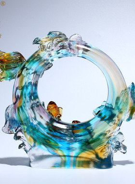 琉璃摆件电视柜客厅玄关新中式装饰乔迁新居送礼品金玉满堂工艺品