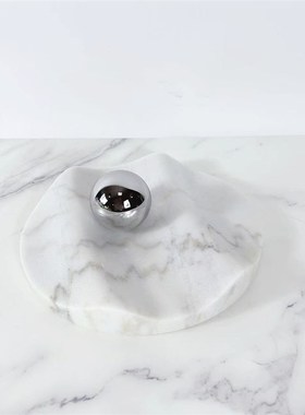 简约样板房家居装饰摆件天然波浪大理石托盘软装饰品摆场艺术