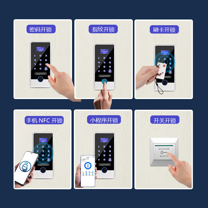 防水指纹门禁系统一体机玻璃门铁门电磁锁电子刷卡密码磁力锁门禁 - 图2
