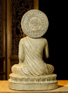 新中式禅意摆件佛像笑佛酒店玄关家居客厅茶室办公接待室软装饰品