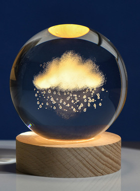 发光水晶球桌面摆件太阳系月球宇航员装饰品女生同学闺蜜生日礼物