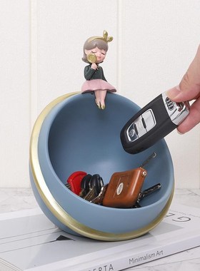 玄关收纳家居装饰钥匙客厅创意摆件少女品轻奢摆设北欧桌面泡泡盘