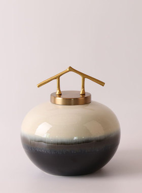 新中式陶瓷室内储物罐摆件创意样板房家居客厅酒柜电视柜软装饰品