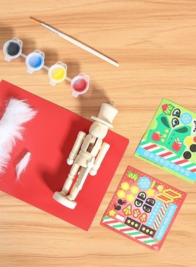 卡通白胚彩色12木制胡桃人仪仗队夹子木偶士兵工艺品摆件木质