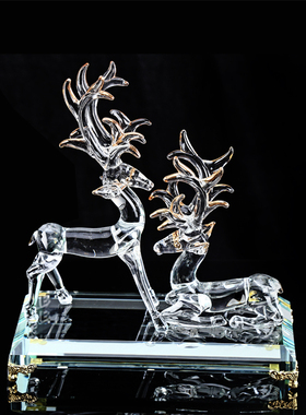 招财水晶情侣鹿鸳鸯天鹅结婚礼物摆件客厅家居书房工艺品装饰品