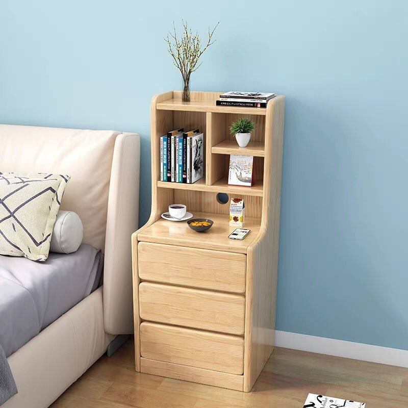 实木床头柜加高超窄小型简约床边柜迷你家用带书架储物收纳小柜子,淘宝优惠券,粉丝福利购,淘宝优惠卷