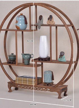今年流行圆形实木博架古鸡翅木 多宝阁中式文木展示架玩质工艺品