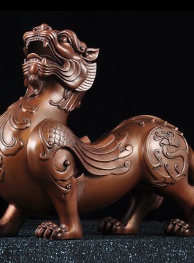 紫铜貔貅摆件招财皮丘一s对家居客厅电视柜酒柜玄关装饰品开业礼