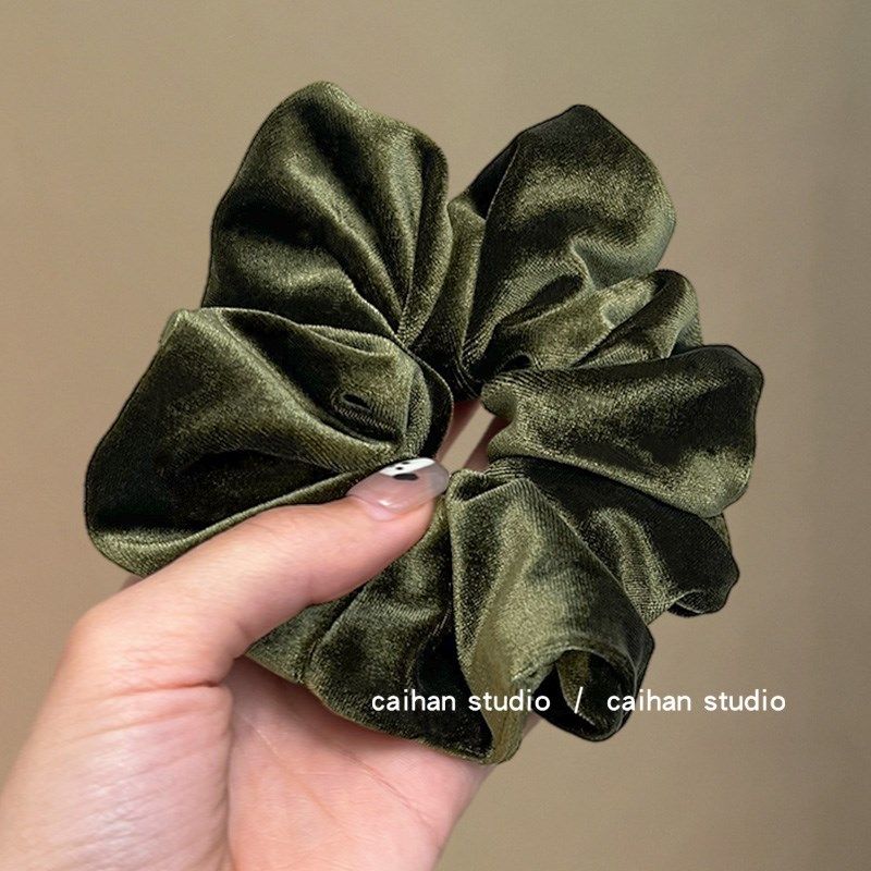 云杉绿~丝绒复古绿大肠发圈高级感头花发绳气质马尾发绳旅行发圈,淘宝优惠券,粉丝福利购,淘宝优惠卷