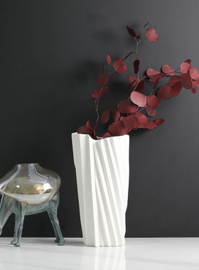 新中式现代简约j金属马玻璃花器摆件样板房售楼处书房软装饰品