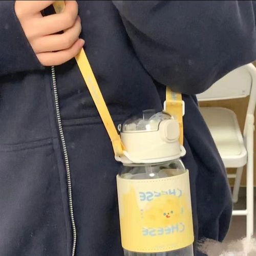 水杯便携学生女生高颜值2023新款简约少女心玻璃杯吸管杯子大容量 - 图2