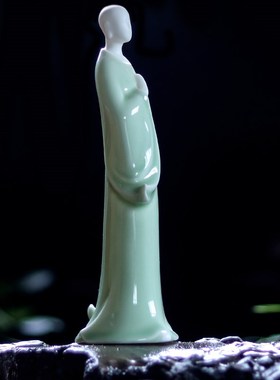 德化白瓷家居玄关装饰无相佛桌面摆件中式禅意人物陶瓷室内工艺品