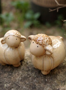 创意陶瓷胖胖小羊羊玄关儿童房可爱绵羊工艺品礼物家居装饰摆件