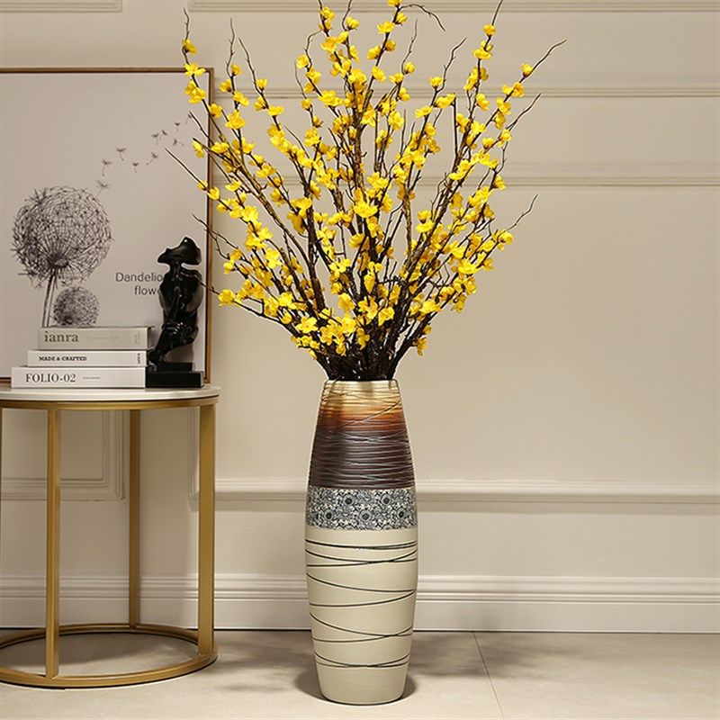 欧式瓷器插花装饰品艺术家用客厅景德镇干花落地花瓶大号陶瓷摆件,淘宝优惠券,粉丝福利购,淘宝优惠卷