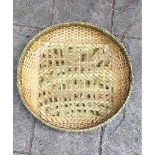竹筛子圆型竹匾竹编簸箕家用农家乐装饰挂件手工制品无孔有孔包邮 - 图1