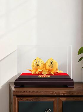 绒沙金寿桃摆件送老人长辈生日礼物家居客厅装饰品贺寿祝寿礼品
