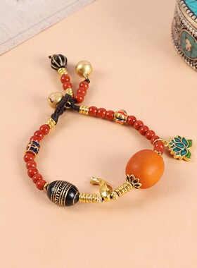 新中式复古串珠手錬女小众设计藏式民族风编织手串高级感国潮配饰