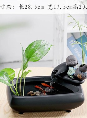 陶瓷流水器家居装饰摆件桌面招A财禅意客厅办公室水景鱼缸喷泉礼