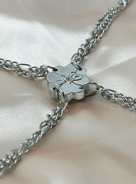 三人闺蜜手錬磁铁相吸学生项链召唤闺蜜手环四人感应吊坠磁吸手錬