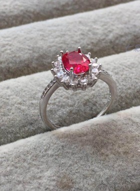 圆形椭圆925银镶嵌女戒指空托定制 彩宝自由搭配免费镶嵌 DIY银饰